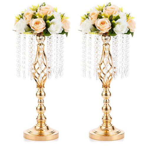 19.3 inches Gold Centerpieces Table Tall Crystal Flower Stand