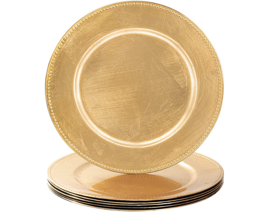 Acrylic Gold Charger Plates with Beaded