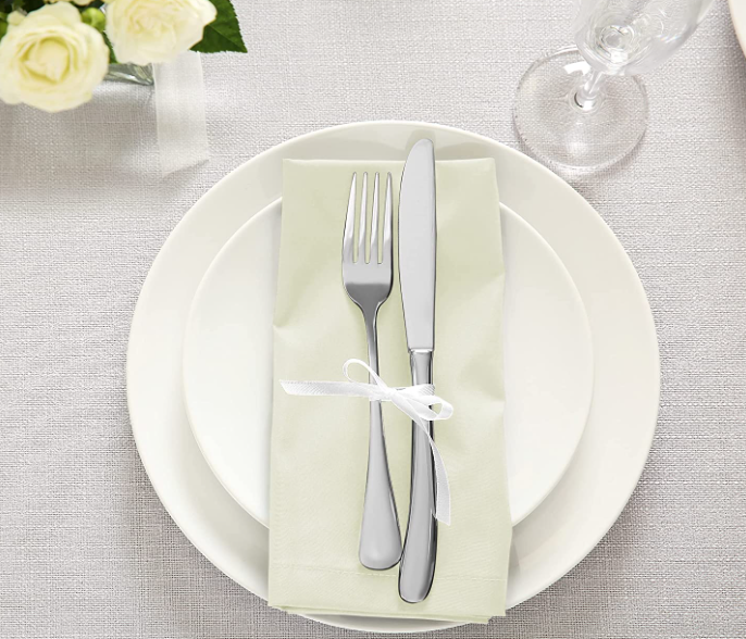 18x18 Inches Cotton Blend Dinner Napkins - Ivory